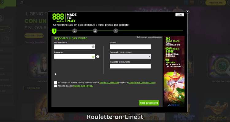 Apri conto 888casino