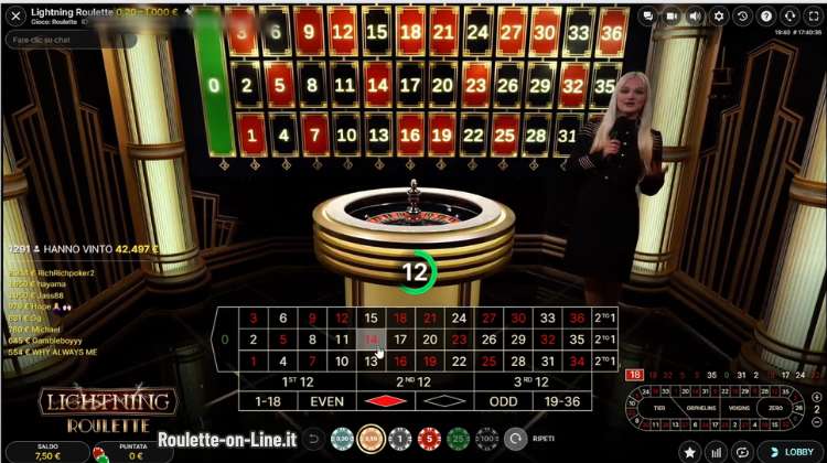 L’interfaccia di gioco Lightning roulette