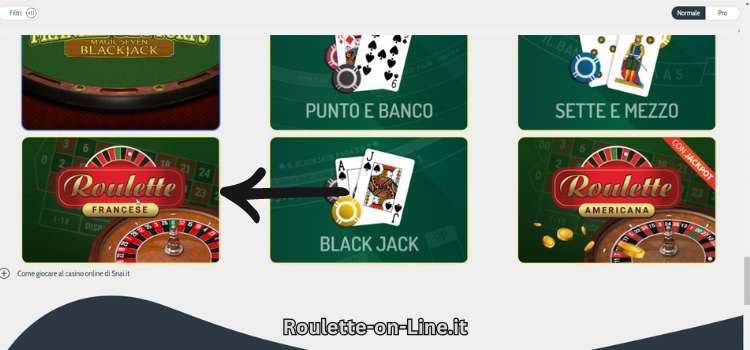 Seleziona roulette francese