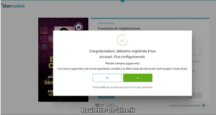 il tuo conto è stato registrato